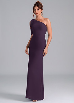 Azazie Rinna Bridesmaid Dresses Plum Mermaid One Shoulder Chiffon Dress image3