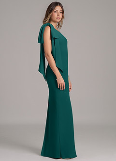 Azazie Capri Robes de demoiselle d'honneur Robe Trapèze en Mousseline de soie Ue épaule Paon image3