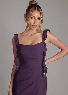 Azazie Jessamine Bridesmaid Dresses Plum Mermaid Corset Chiffon Dress image3