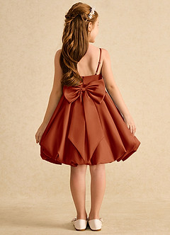 Azazie Davine Flower Girl Dresses Paprika A-Line Spaghetti Strap Matte Satin Dress image8