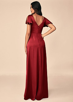 Azazie Soren Bridesmaid Dresses Scarlet A-Line Pleated Stretch Satin Dress image2