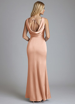 Azazie Tallie Suknie dla druhen Syrena Pofałdowany Satyna elastyczna Do ziemi Sukienka image6