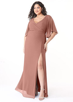 Azazie Cierra Bridesmaid Dresses Cedar Rose A-Line V-Neck Chiffon Dress image9