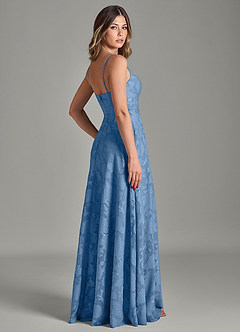 Azazie Amani 신부 들러리 드레스 A라인 주름진 플로럴 번아웃 바닥 길이 드레스 image2