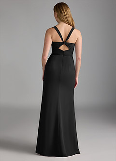 Azazie Mero Abiti da Damigella Abito Tubino in Chiffon Plissettato Nero image3