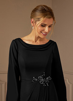 Azazie Satasha Vente finale Robe Trapèze en Maille Col bénitier Dentelle Champagne image5