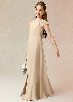 Azazie Everett Junior Jurk van Chiffon met A-Lijn Champagne image3