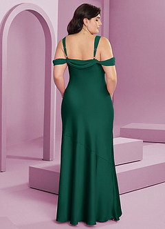 Barbie ♥ Azazie Robes de demoiselle d'honneur Robe Fourreau en Satin extensible Plissée émeraude image15