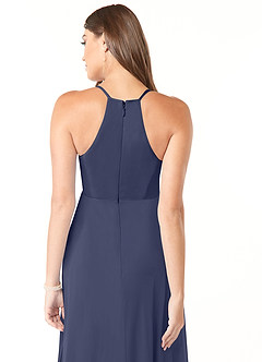 Azazie Annabelle Maternity Bridesmaid Dresses A-Line V-Neck Pleated Mesh Floor-Length Dress image3