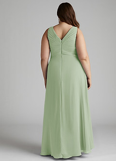 Azazie Flora Bridesmaid Dresses Dusty Sage A-Line Pleated Chiffon Dress image13