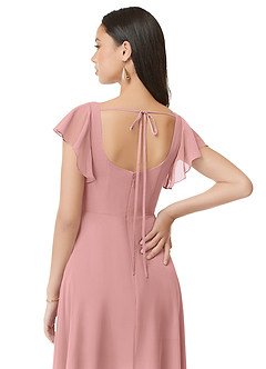 Azazie Bondi Bridesmaid Dresses Dusty Rose A-Line Ruched Chiffon Dress image2