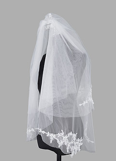 front Rose Lace Elbow Length Veil With Blusher