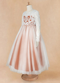 Azazie Elodie Flower Girl Dresses Ivory Paprika Ball-Gown Lace Dress image12