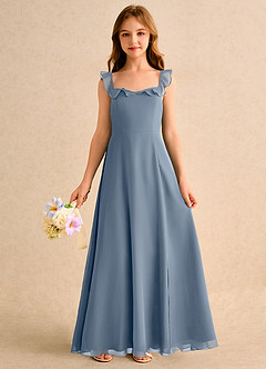 Azazie Chip Girls Formal Abiti da Ragazza di Fiori Abito A-Line in Chiffon Senza Maniche Crepuscolo image3