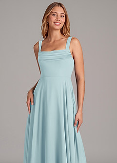 Azazie Shaude Bridesmaid Dresses Sea Glass A-Line Pleated Chiffon Dress image5