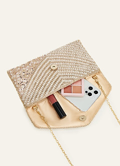 front Pochette enveloppe géométrique à sequins et perles