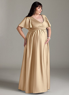 Azazie Verna Brautjungfernkleider für Schwangere A-Linie Gestreift Stretch-Satin Bodenlänge Kleid image12