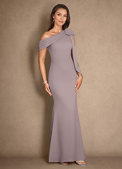 Azazie Myers Mother of the Bride Dresses Vintage Mauve Mermaid Pleated Stretch Crepe Dress image3