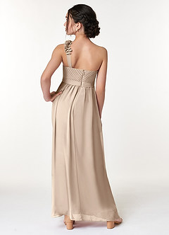 Azazie Flower Junior A라인 주름진 쉬폰 플로어 길이 주니어 신부 들러리 드레스 image6