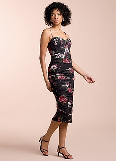 Alessandra Black Multi Midi Dress image3