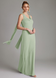 Azazie Essence Bridesmaid Dresses Dusty Sage Sheath Chiffon Dress image6