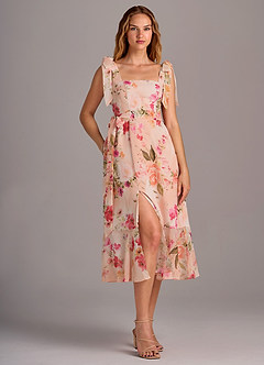 Azazie Deb Bridesmaid Dresses Abstract Bouquet Floral A-Line with Pockets Chiffon Convertible Dress image3