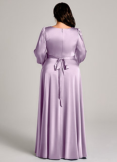 Azazie Leonia Brautjungfernkleider A-Linie Langarm Stretch-Satin Kleid Frostiges Flieder image13