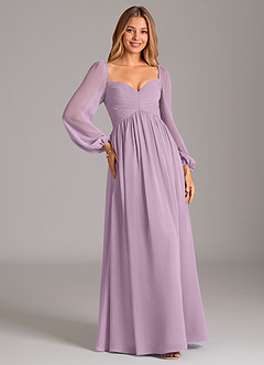 Azazie Bailee Bridesmaid Dresses Wisteria A-Line Long Sleeve Chiffon Dress image5