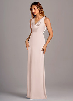 Azazie Wrenlee Bridesmaid Dresses Blushing Pink A-Line Stretch Satin Dress image5