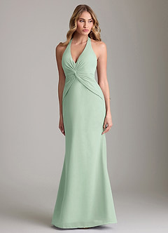 Azazie Valerie Bridesmaid Dresses Agave Mermaid Pleated Chiffon Dress image1