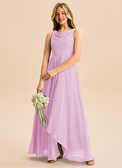 Azazie Mannie Junior A-Linie Plissee Chiffon Kleid Bonbonrosa image5