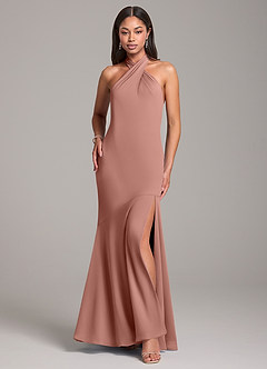 Azazie Lorena Bridesmaid Dresses Cedar Rose Mermaid Pleated Chiffon Dress image1
