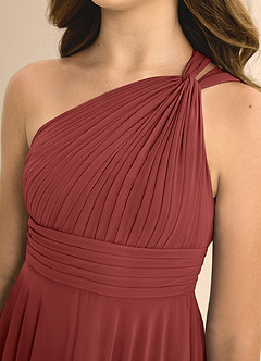 Azazie Charlize Junior Terracotta A-Line Pleated Chiffon Dress image6