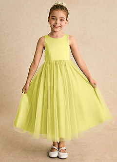 Azazie Solia Abiti da Ragazza di Fiori Abito Principessa in Tulle Fiocco Canarino image2