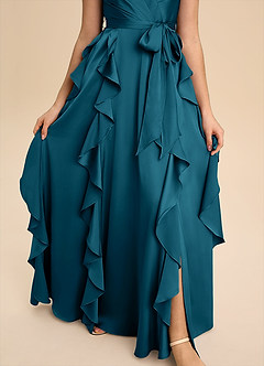 Azazie Peyton Junior Klä av A-Line i Stretch Satin Plisserad image6