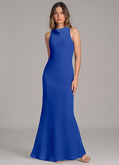 Azazie Allettie Robes de demoiselle d'honneur Robe Sirène en Mousseline de soie Bleu Roi image4