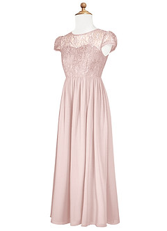 Azazie Delevingne Junior Vestido de Rosa Rubor de Gasa de Corte En A con Encaje image8