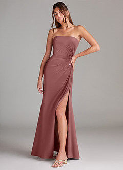 Azazie Aliani Bridesmaid Dresses Desert Rose Sheath Strapless Chiffon Convertible Dress image4
