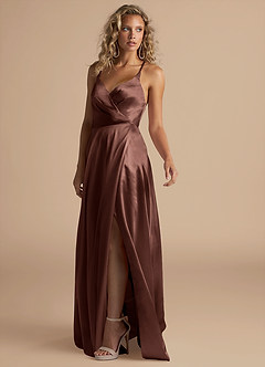 Azazie Davis Final Sale Auburn A-Line Pleated Metallic Satin Dress image5