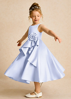 Azazie Hermia Flower Girl Dresses Lavender A-Line Sleeveless Matte Satin Dress image3
