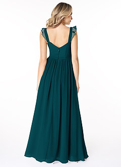 Azazie Stassie Bridesmaid Dresses Pine A-Line Sweetheart Ruched Chiffon Dress image2
