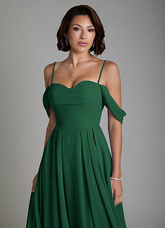 Azazie Loisa Abiti da Damigella Abito Convertibile A-Line in Chiffon Corsetto Verde Scuro image3