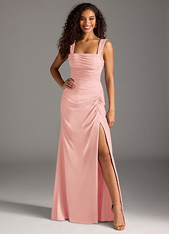 Azazie Jesaphine Bridesmaid Dresses Rosette Sheath Bow Chiffon Dress image4