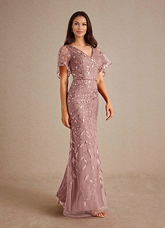 Azazie Milan Mother of the Bride Dresses Dusty Rose Sheath Sequins Dress image4