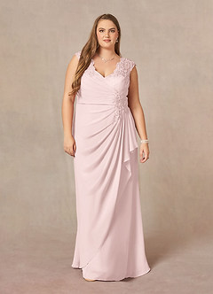 Azazie Gladys Mother of the Bride Dresses Blushing Pink A-Line Queen Anne Lace Chiffon Dress image7
