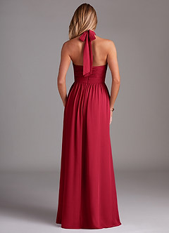 Azazie Avary Brautjungfernkleider A-Linie Plissee Chiffon Kleid Scharlachrot image8