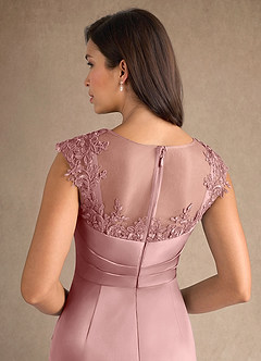 Azazie Santa Barbara vestidos de madre de la novia Vestido de Rosa Polvorienta de Satén Elástico de Recto con Plisado image8