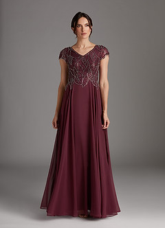 Azazie Eleanor vestidos de madre de la novia Vestido de Cabernet de Gasa de Corte En A con Lentejuela image1