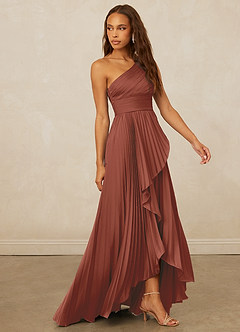 Christian Siriano Bridal for Azazie 1008 Bridesmaid Dresses Auburn A-Line One Shoulder Stretch Satin Dress image4