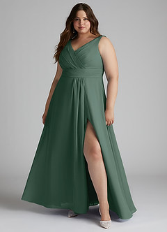 Azazie Karina Bridesmaid Dresses Sea Moss A-Line Pleated Chiffon Dress image6